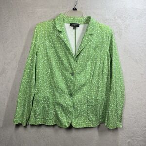 Talbots Knit Blazer Women's 2X Spring Green Floral Bright Colorful Comfort